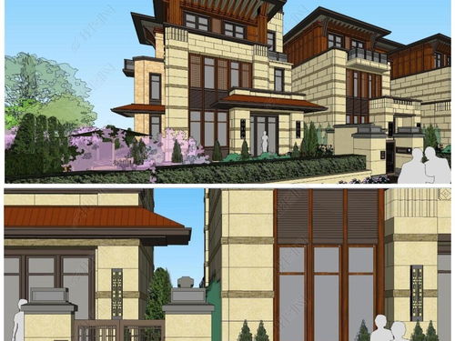 精品草原風(fēng)格聯(lián)排大別墅建筑設(shè)計(jì)模型解析與下載